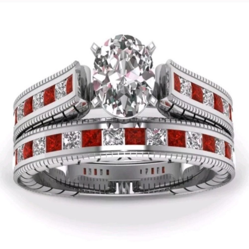 925 silver ring for women oval cut white sapphire